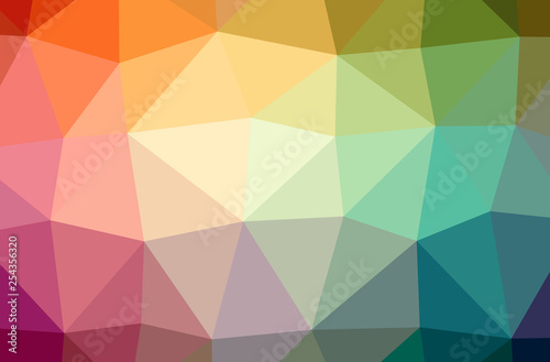 Illustration of abstract Green, Orange, Red, Yellow horizontal low poly background. Beautiful polygon design pattern.