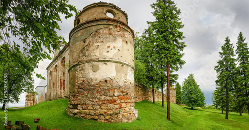 Defensive tower of Dominican monastery 15th century in Pidkamin, Ukraine photo