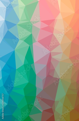 Illustration of abstract Blue, Green vertical low poly background. Beautiful polygon design pattern.