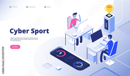 Cyber sport. Gamer tournament stream esports online video game with computer console 3d games vector concept. Illustration of cyber sport game, esport computer player