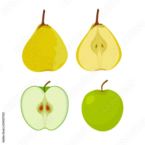 WebFruits. Apple, pear. Garden. Vector