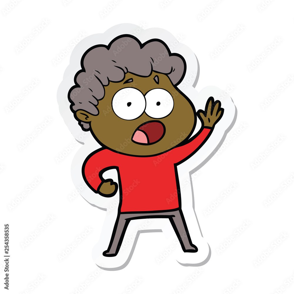 sticker of a cartoon man gasping in surprise sticker of a cartoon man gasping in surprise
