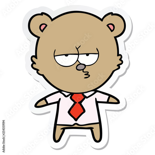 sticker of a bear boss cartoon