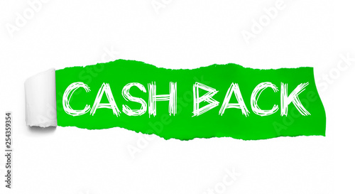 Cash Back appearing behind green torn paper
