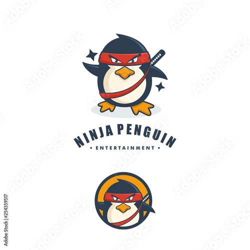 Ninja Penguin Concept illustration vector template