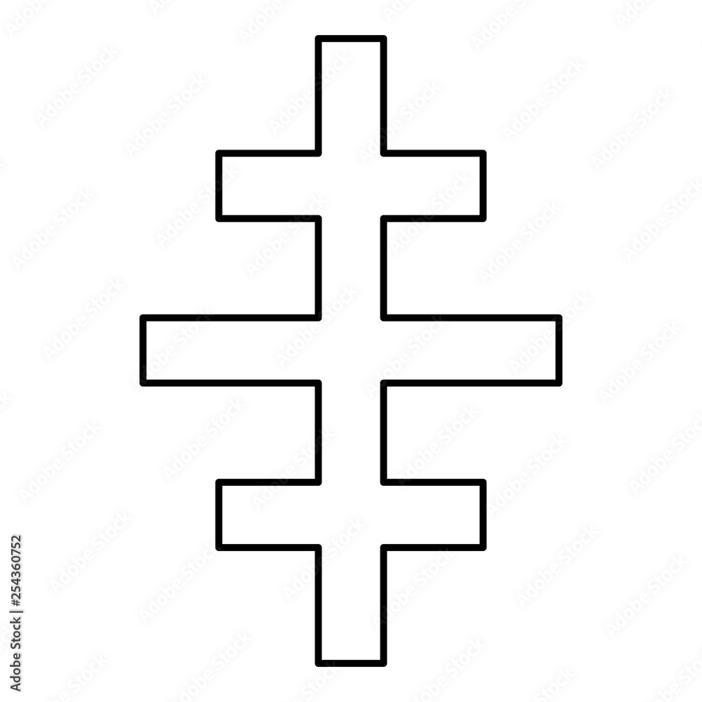 Cross papal roman church icon black color outline vector illustration flat style image