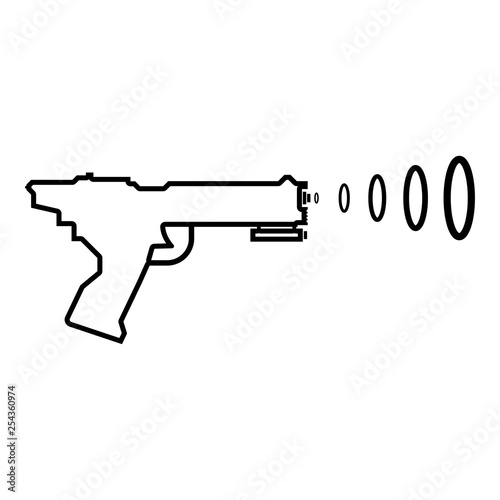 Space Blaster Children's Toy Futuristic gun Space gun shooting blaster wave icon black color outline vector illustration flat style image