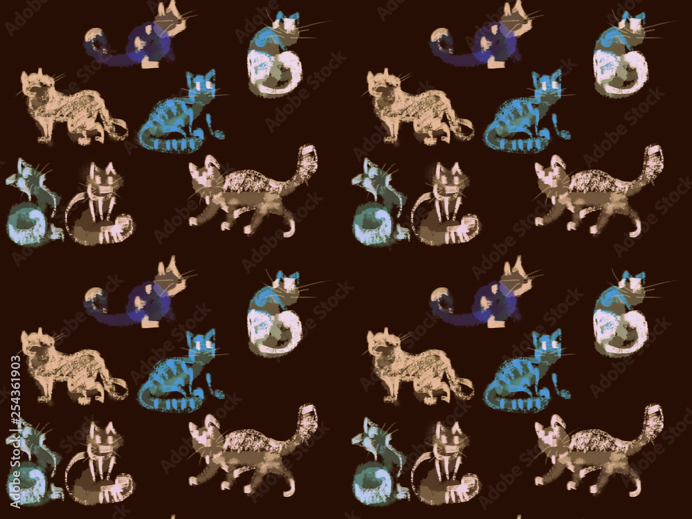 Fototapeta premium seamless pattern with cats