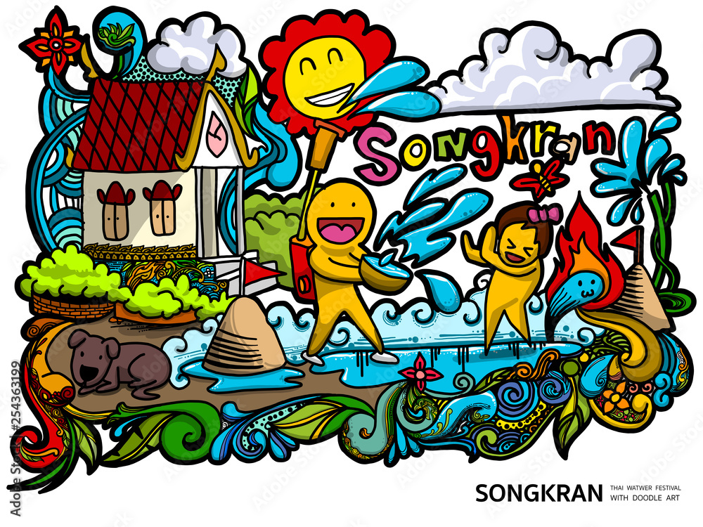 Songkran Festival Doodle