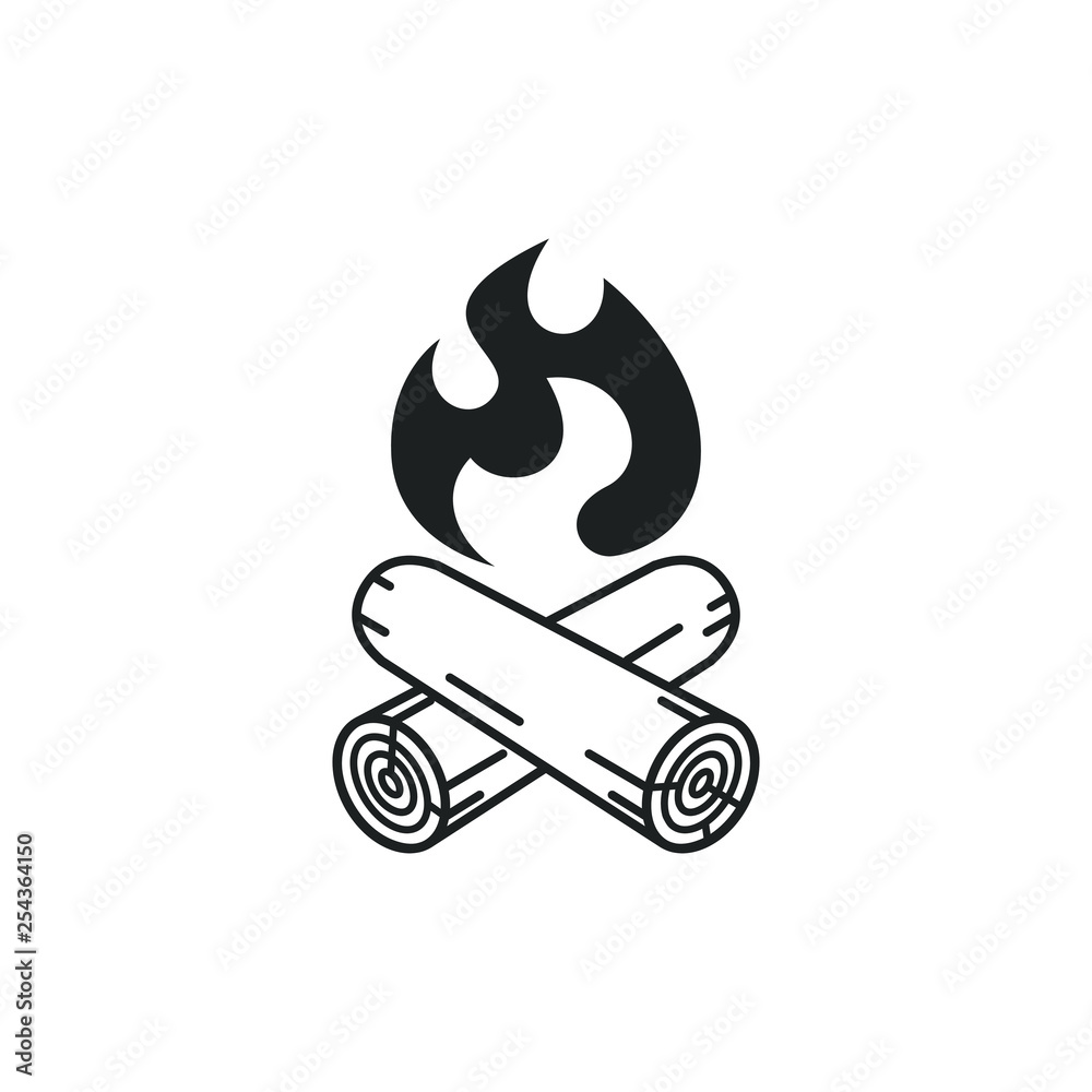 Campfire icon isolated on white background. Vector illustration. Campfire icon isolated on white background. Vector illustration.