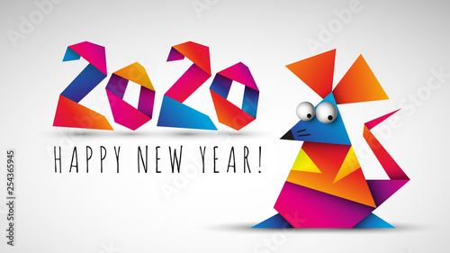 Chiński nowy rok 2020. Rok szczura. Ilustracja wektorowa. #254365945