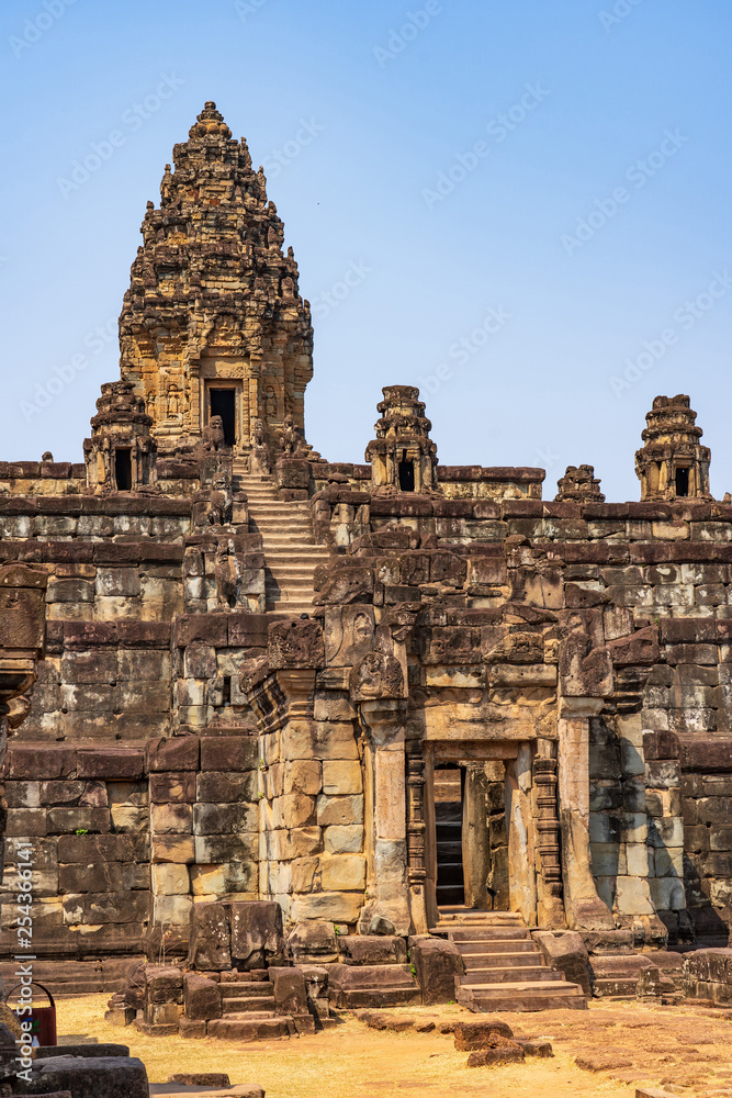 Main sanctuary atop of pyramid of Bakong temple, Cambodia