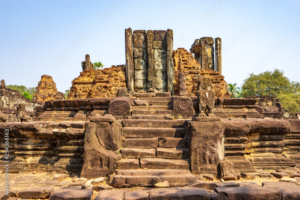 Ruins of secondary towers of Bakong temple, Cambodia