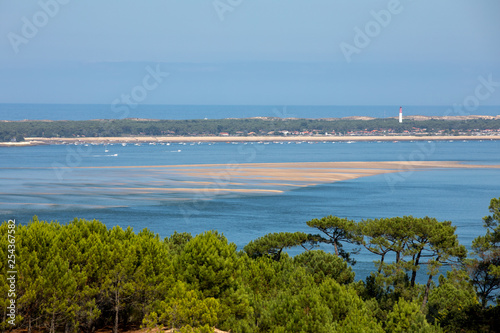 View from the Dune of Pilat  the tallest sand dune in Europe. La Teste-de-Buch  Arcachon Bay  Aquitaine  France