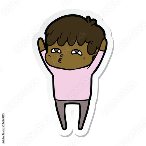 sticker of a cartoon curious man