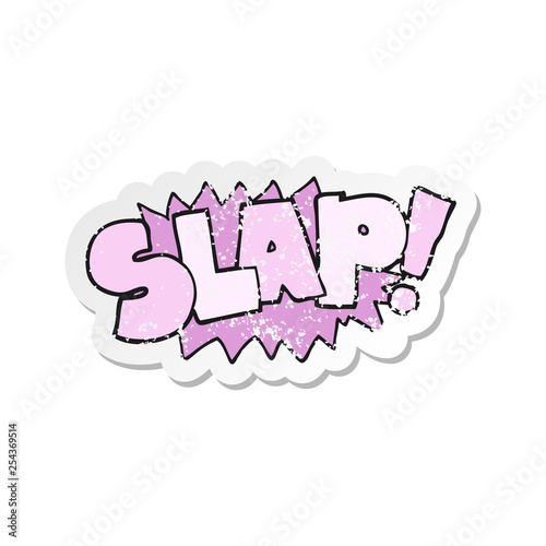 retro distressed sticker of a cartoon slap symbol