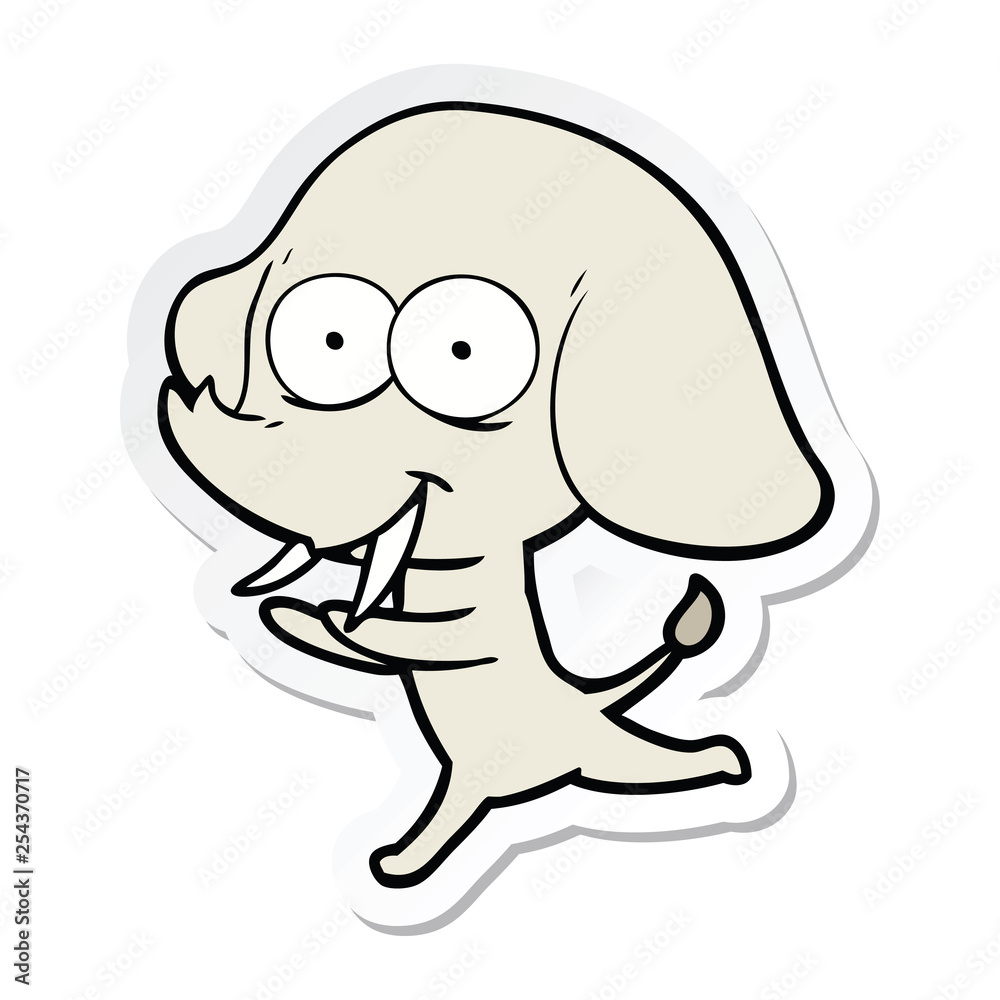 sticker of a happy cartoon elephant sticker of a happy cartoon elephant
