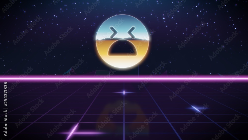 synthwave retro design icon of desperate emoticon synthwave retro design icon of desperate emoticon