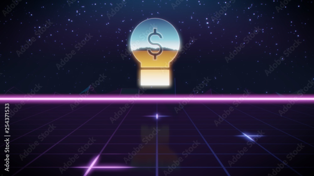 synthwave retro design icon of idea synthwave retro design icon of idea