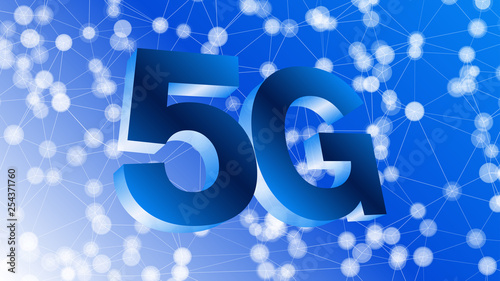 Communication technology vector illustration, 3d symbol of 5G