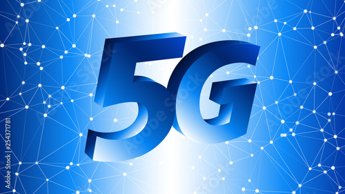 Mobile digital technology 5G network, vector 3d symbol conception