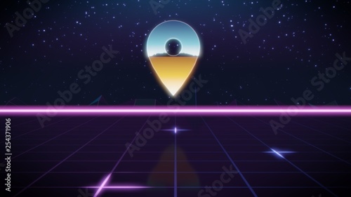 фотографія synthwave retro design icon of map placeholder