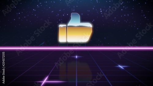 Vászonkép synthwave retro design icon of like