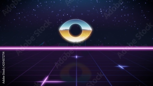 Fényképezés synthwave retro design icon of visibility