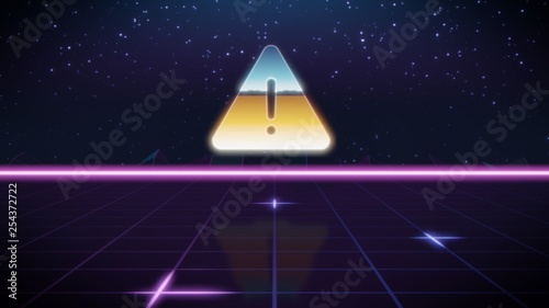 Canvastavla synthwave retro design icon of warning