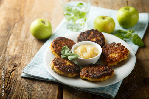 Potato pancakes with apple sauce
