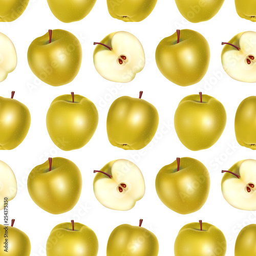 Yellow Apples Seamless Endless Pattern on white background, Can be used in food industry for wallpapers, posters, wrapping paper. Vector Eps10 illustration