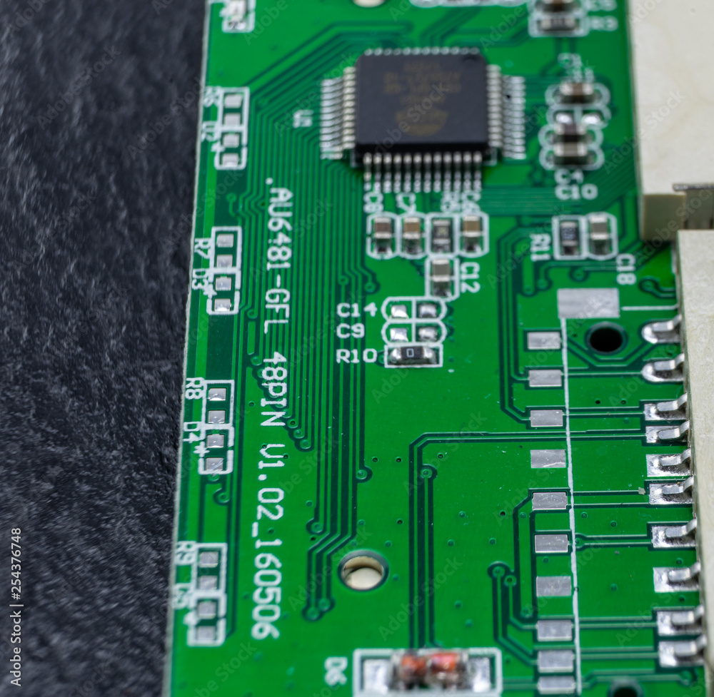 Close-up of an electronic component, the inner workings of a card reader for the computer Close-up of an electronic component, the inner workings of a card reader for the computer