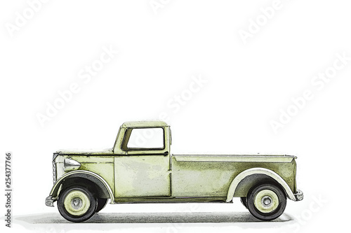 Retro miniature truck. illustration.                                                          