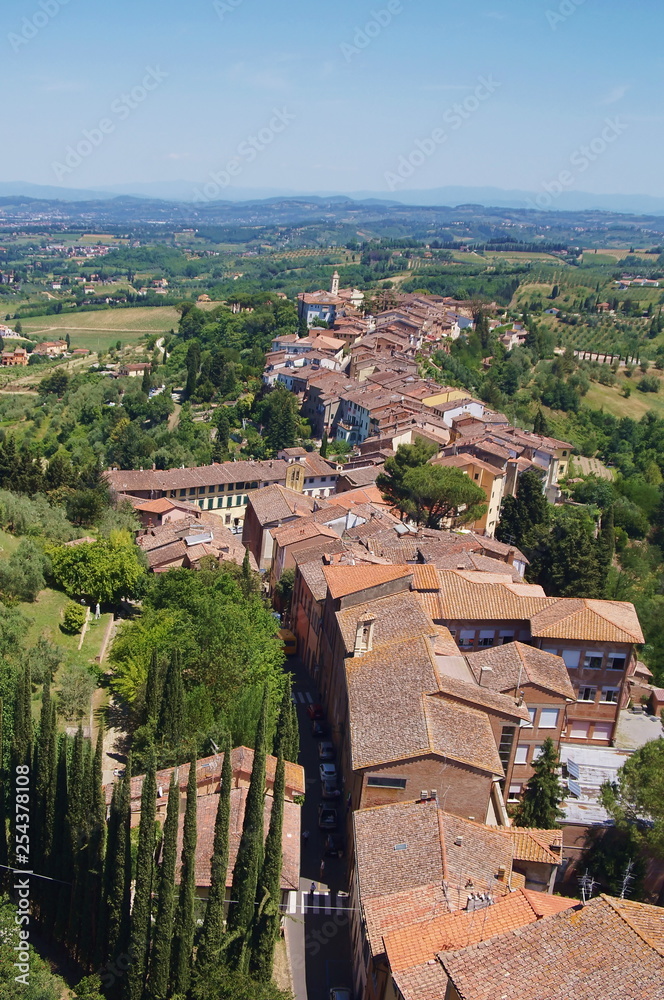 Aerial view of San Miniato, Tuscany, Italy
