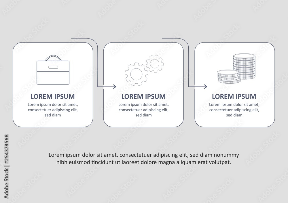 Fototapeta premium Vector Infographic thin line design with icons and 3 options or steps. Infographics for business concept. Can be used for presentations banner, workflow layout, process diagram, flow chart, info graph