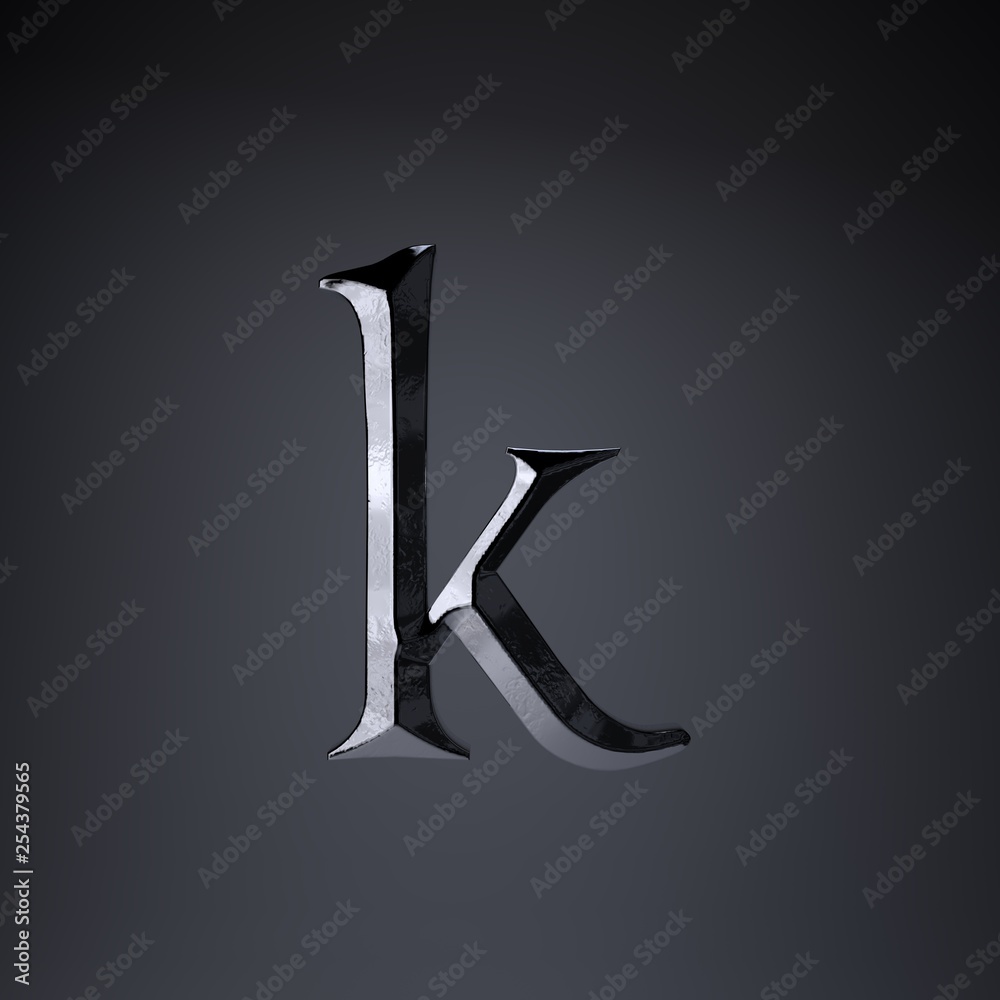 Chiseled iron letter K lowercase. 3d render game or movie title font  isolated on black background. Stock Illustration | Adobe Stock