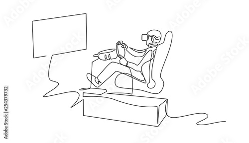 VR motion chair, racing simulator continuous one line drawing