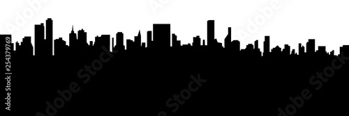 Modern cityscape black silhouette vector banner design.