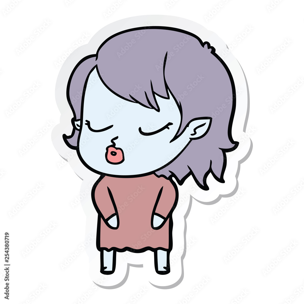 sticker of a cute cartoon vampire girl sticker of a cute cartoon vampire girl