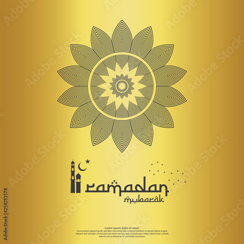 islamic design concept. abstract mandala with pattern ornament and lantern element. Ramadan Kareem or Eid Mubarak greeting. invitation Banner or Card Background Vector illustration