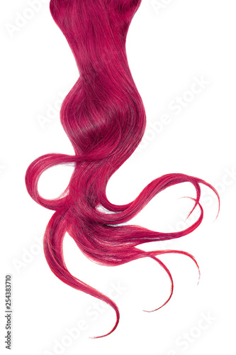 Long pink hair isolated on white background