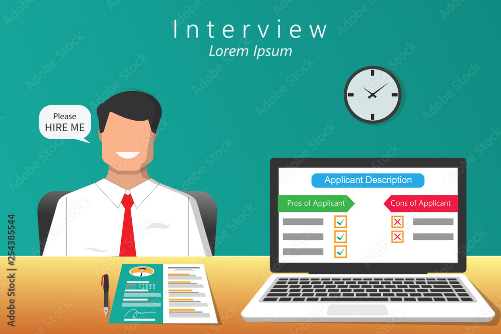 Job Interview concept. Hiring Candidate prepare Questions and Best Answers for Interviewing with Human Resource Manager. Head hunter company with confident applicant for interview recruitment.