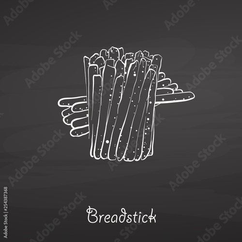 Breadstick food sketch on chalkboard