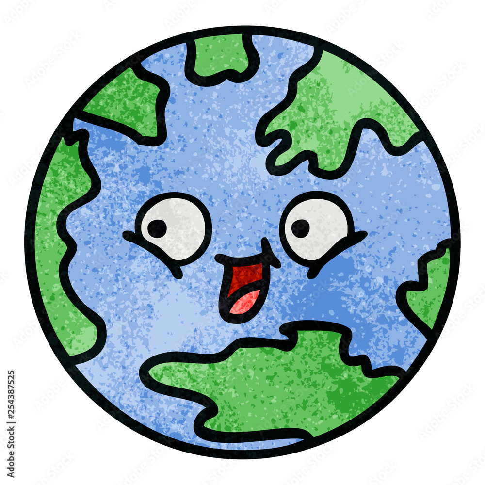 retro grunge texture cartoon planet earth retro grunge texture cartoon planet earth