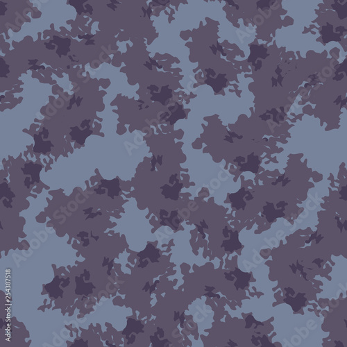 Urban UFO camouflage of various shades of blue and purple colors