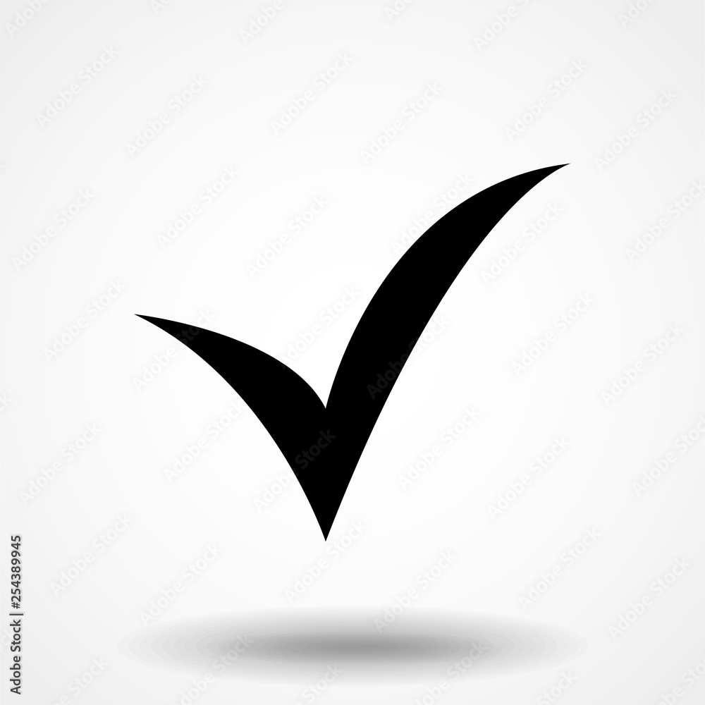 Black check mark icon. Tick symbol in black color, vector illustration. Black check mark icon. Tick symbol in black color, vector illustration.
