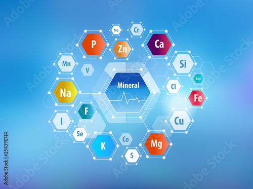 All minerals for human health. Abstract scheme. photo