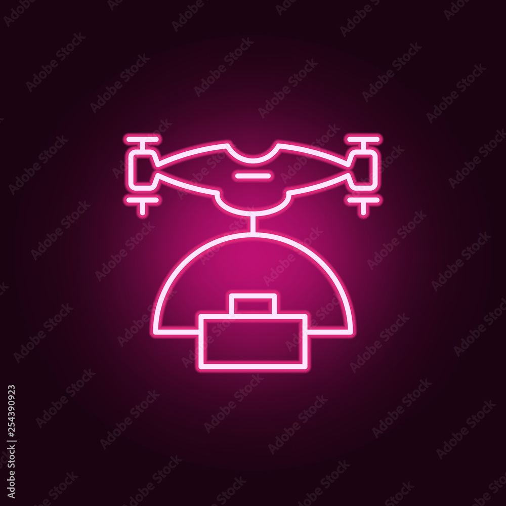 drone with parcel icon. Elements of Drones in neon style icons. Simple icon for websites, web design, mobile app, info graphics drone with parcel icon. Elements of Drones in neon style icons. Simple icon for websites, web design, mobile app, info graphics