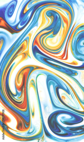 Abstract modern swirl painting, marble texture design. Acrylic, liquid paint. Trendy background. Fluid art