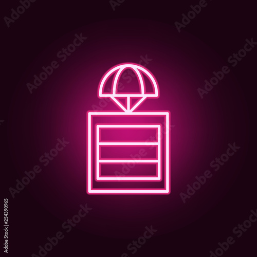 parachuting icon. Elements of Drones in neon style icons. Simple icon for websites, web design, mobile app, info graphics